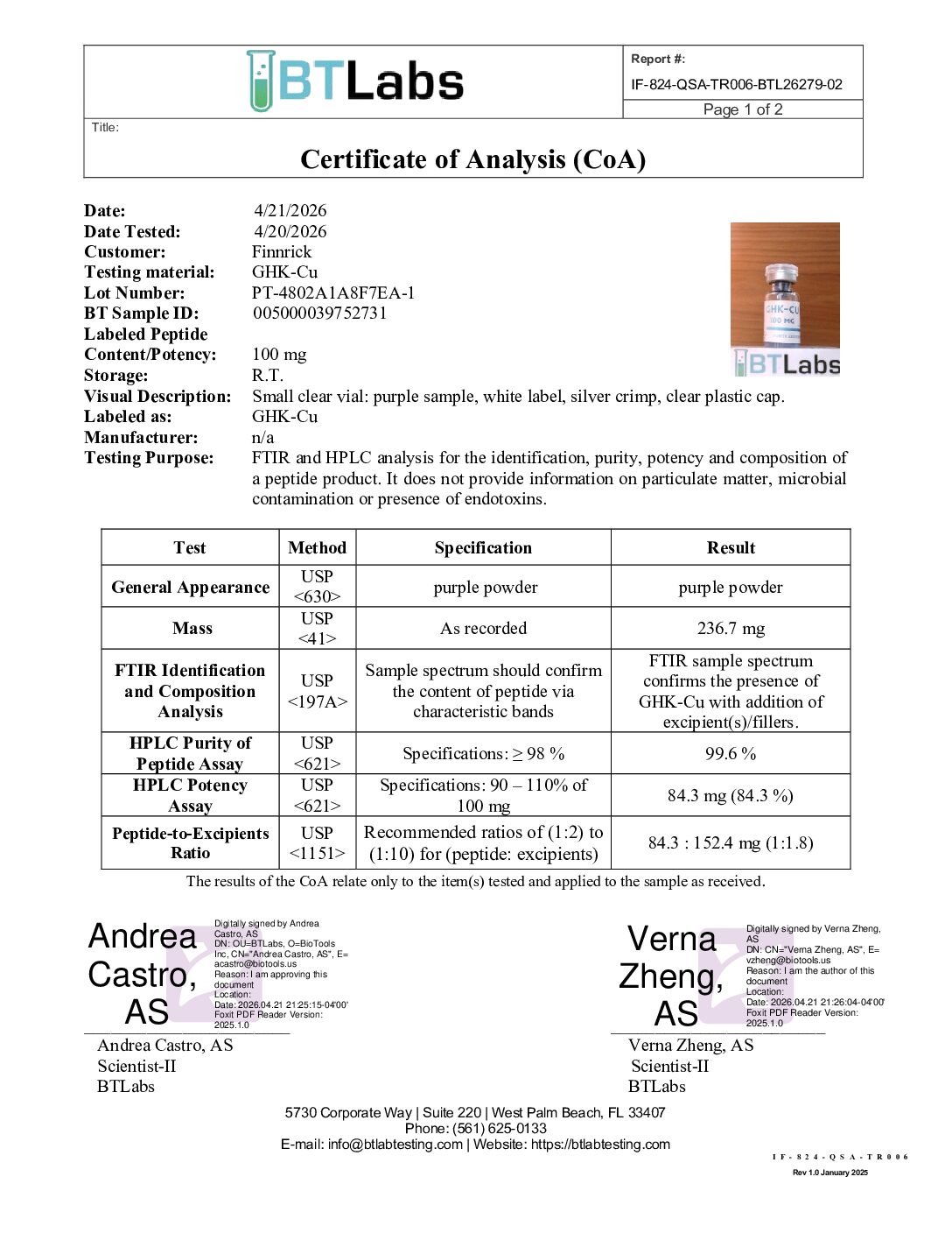 Glow Blend(TB-500 10mg+BPC-157 10mg+GHK 50mg) COA preview
