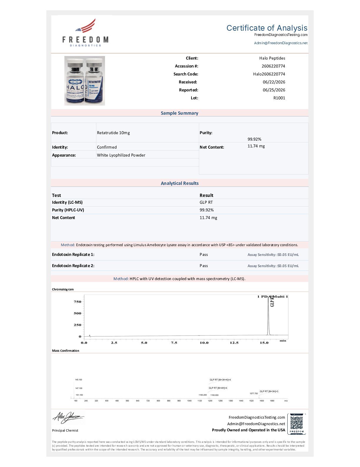Trifecta Retatrutide 10mg Certificate of Analysis